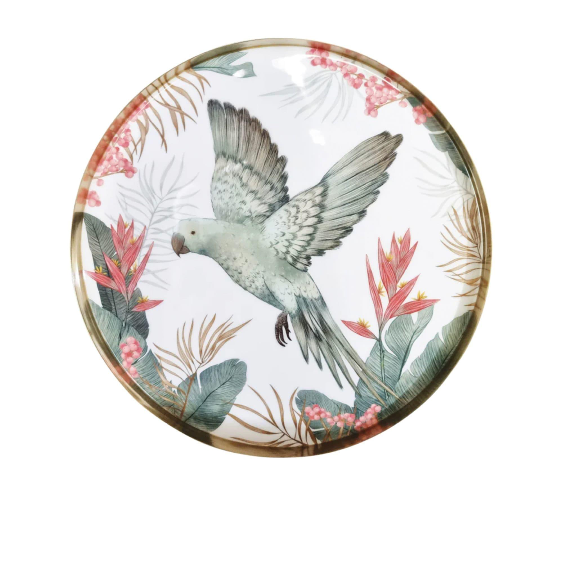 Tropical Round Serving Tray Large 35 x 2.5cm - Gold