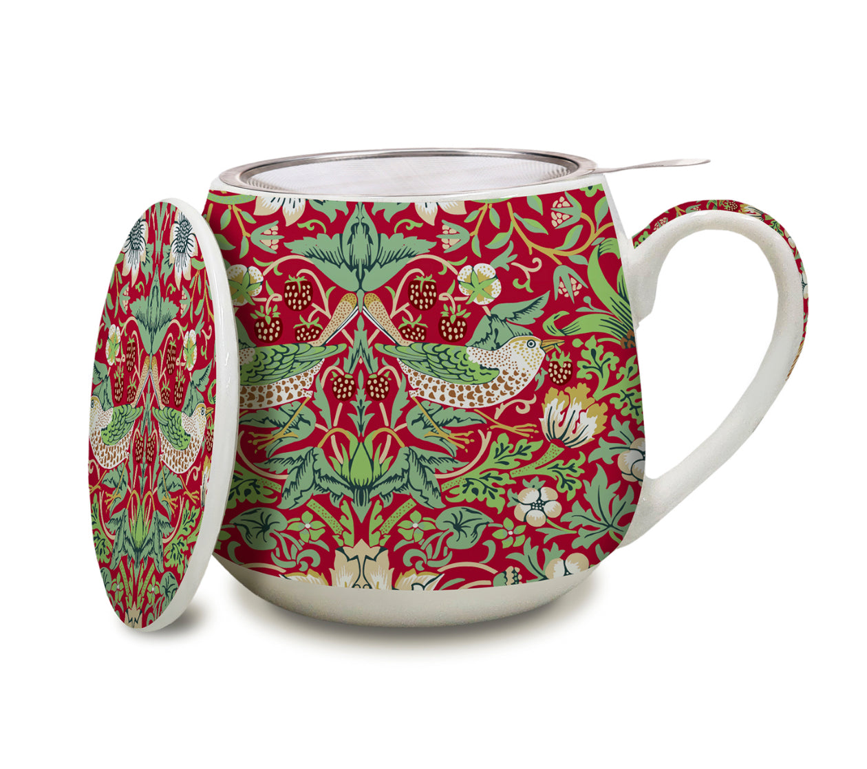 Tea Infuser Mug - William Morris - Strawberry Thief (Red)