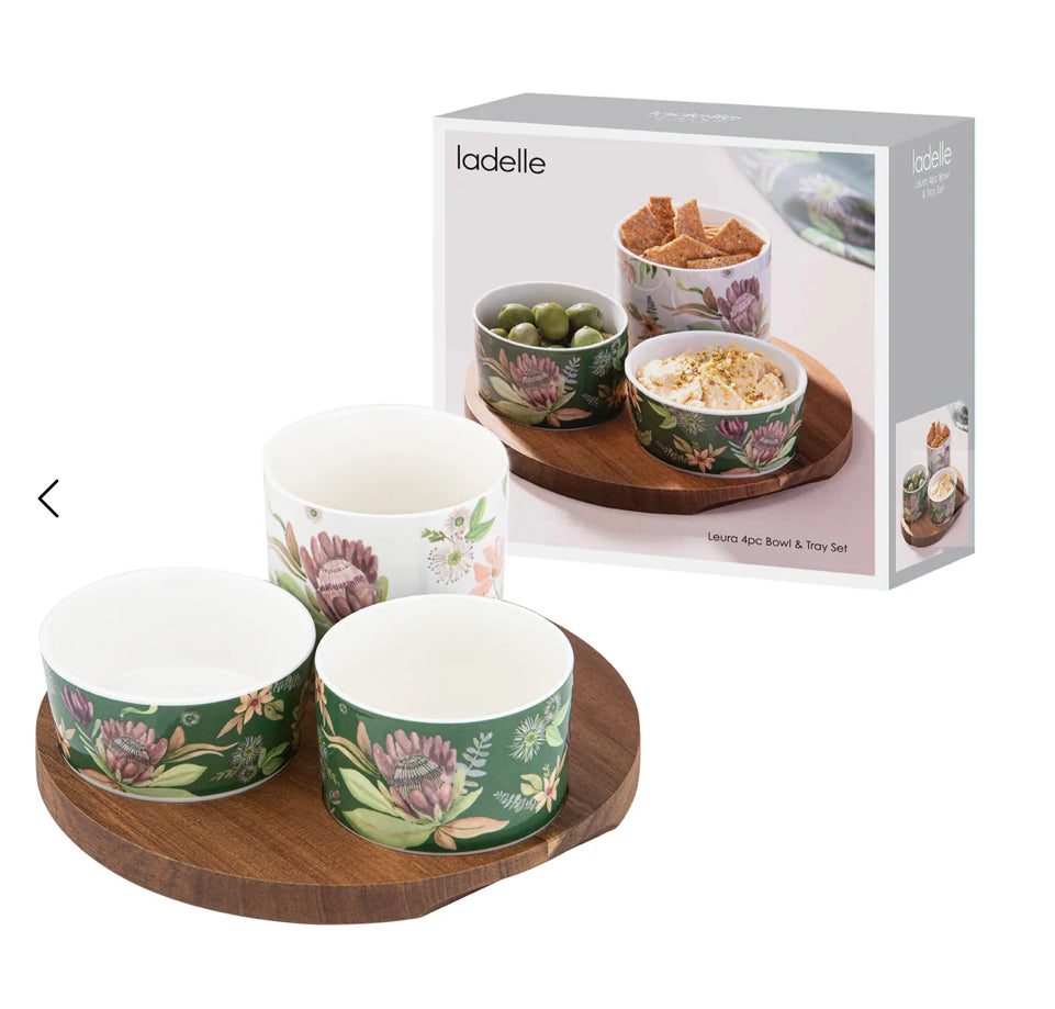 Leura 4pc Round Assorted Bowl & Tray Set