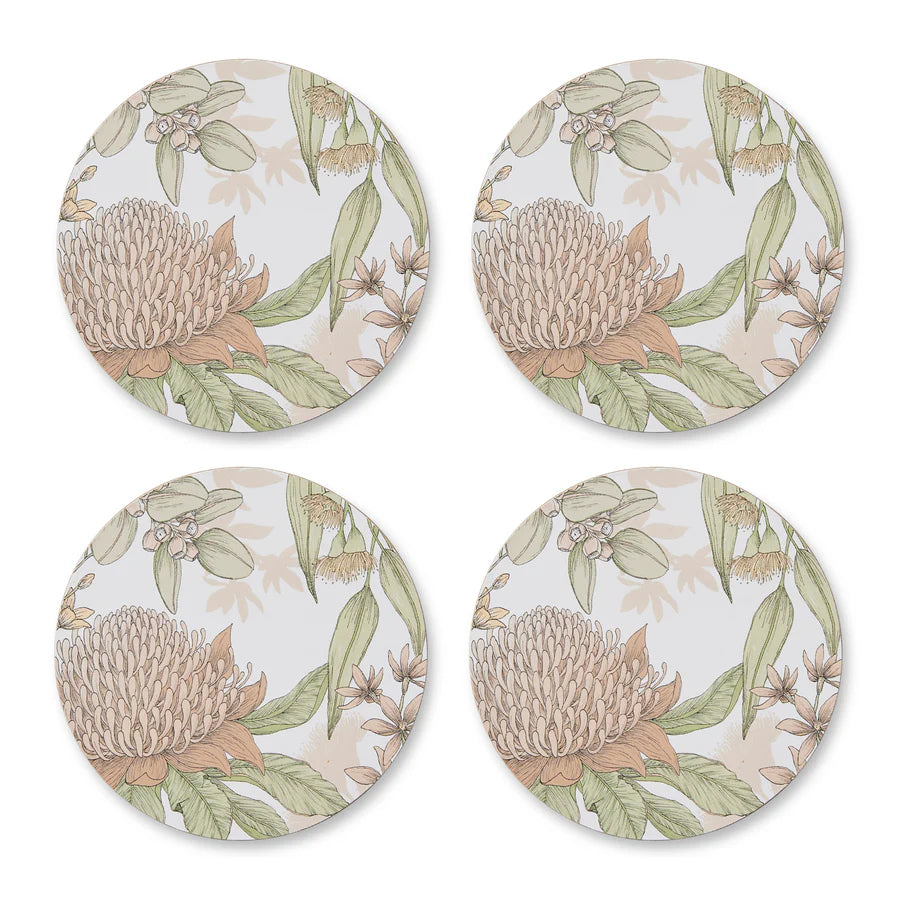 Glenelg Neutral Round Coasters 4pk