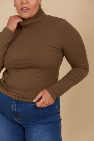Naria Roll Neck Top - Toffee