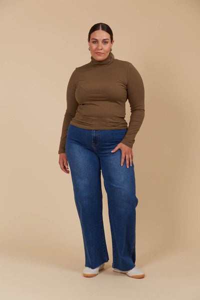 Naria Roll Neck Top - Toffee