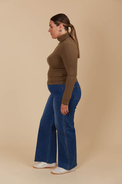 Naria Roll Neck Top - Toffee