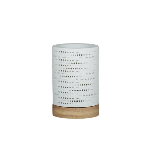 Sole Porcelain/Wood Oil Lamp - White