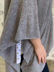 Cashmere Poncho - Marle Grey Pink Flec