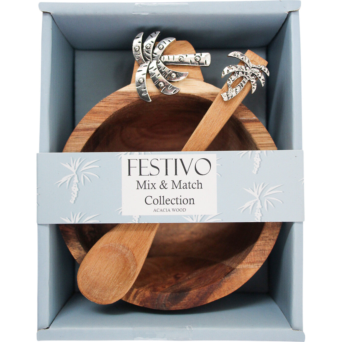 Festivo Bowl & Spoon - Palm Silver