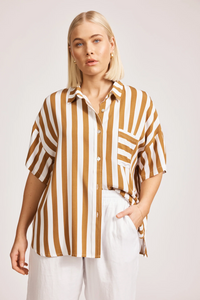 Treville Stripe Shirt - ONE SIZE - Caramel