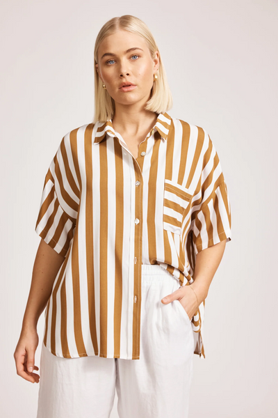 Treville Stripe Shirt - ONE SIZE - Caramel