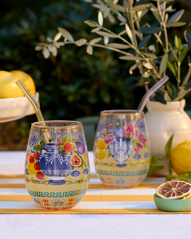 Glass Tumbler Set Large - Mediterranean Summer