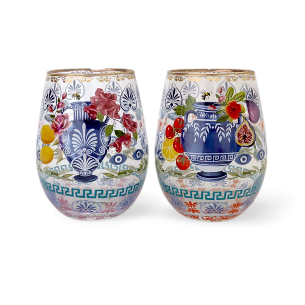 Glass Tumbler Set Large - Mediterranean Summer