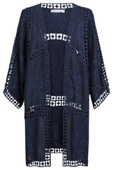 Online Lace Kimono ONE SIZE - Navy