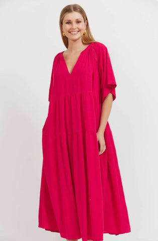Jardin Tiered Maxi Dress - Garnet