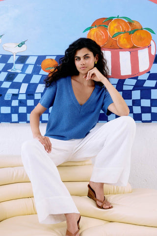 Artemis V Knit Top - Aegean