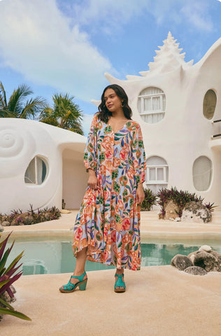 Baja Button Maxi Dress - Tide