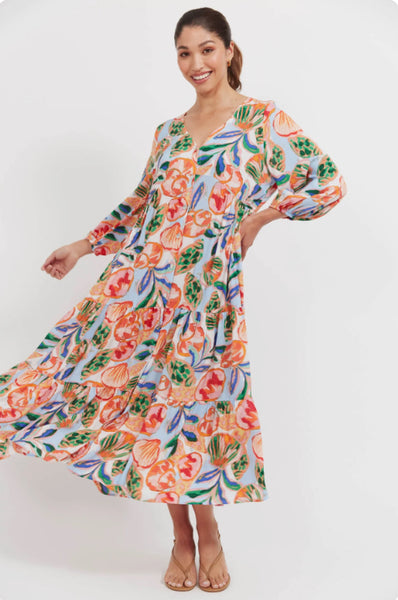 Baja Button Maxi Dress - Tide