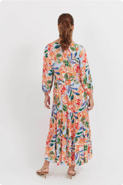 Baja Button Maxi Dress - Tide