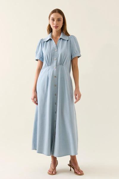 Sofie Denim Maxi Dress - Sky