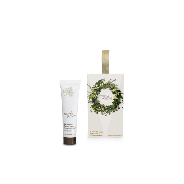 Mini Hand Cream Hanging 30ml - Bergamot, Tangerine & Geranium. Leaf
