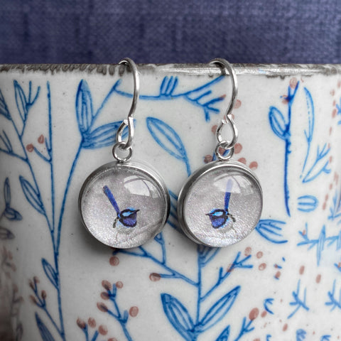 Earrings - Blue Wren - Drop