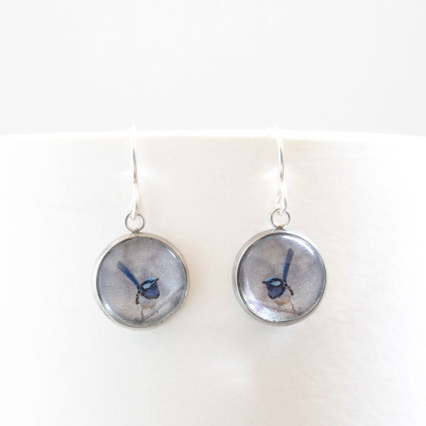 Earrings - Blue Wren - Drop