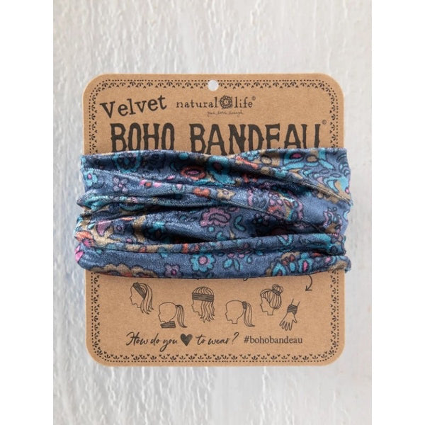 Boho Bandeau - Half - Velvet - Navy Retro Paisley