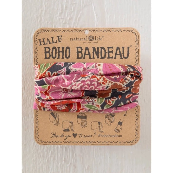 Boho Bandeau - Half - Pink Sketched Paisley