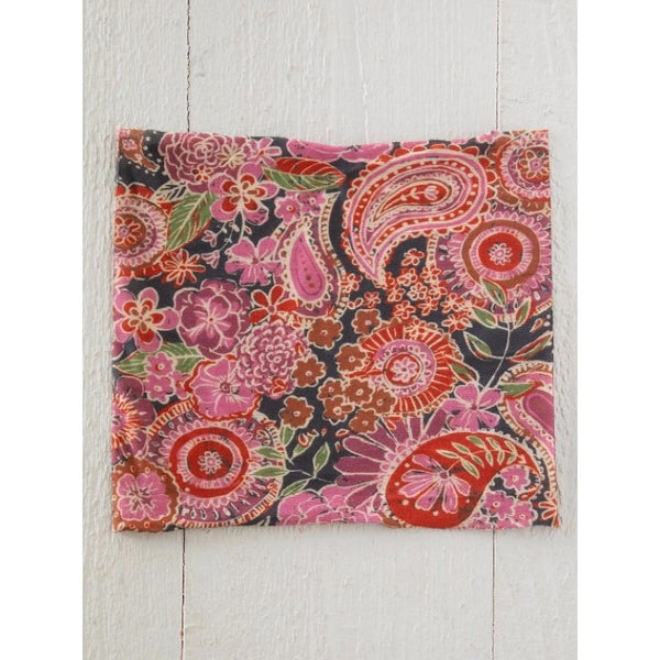 Boho Bandeau - Half - Pink Sketched Paisley