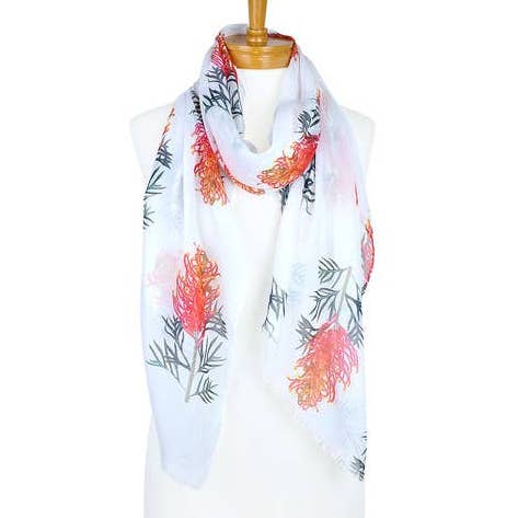 Cotton Scarf - Grevillea (White)