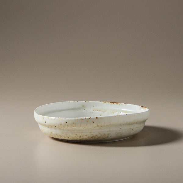 Suiki Deep Side Plate - White Speckle (pick up only)