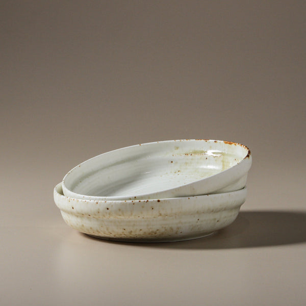 Suiki Deep Side Plate - White Speckle (pick up only)