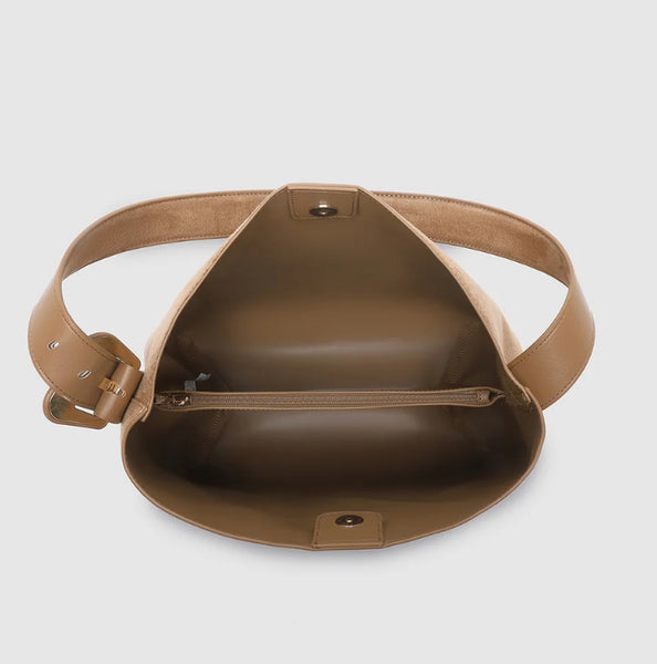 Peyton Suedette Shoulder Bag - Honey