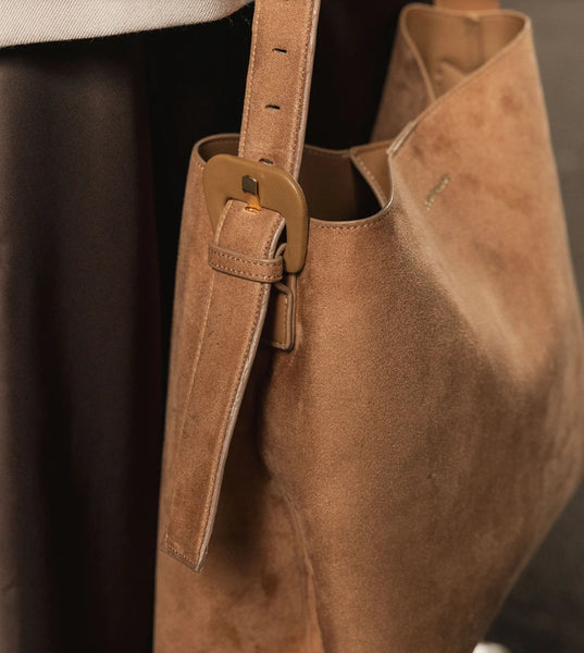 Peyton Suedette Shoulder Bag - Honey