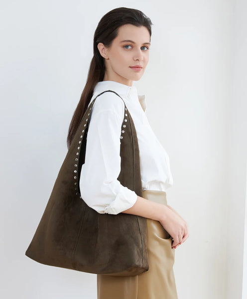 Hailey Suedette Shoulder Bag - Olive