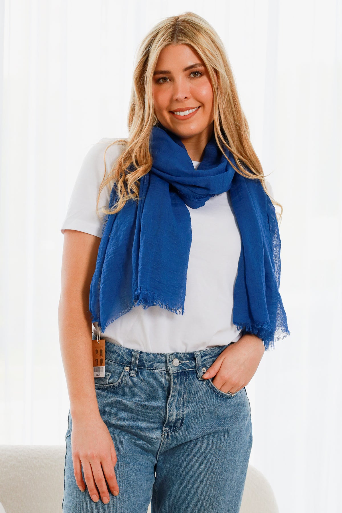 Block Colour Scarf - Deep Blue