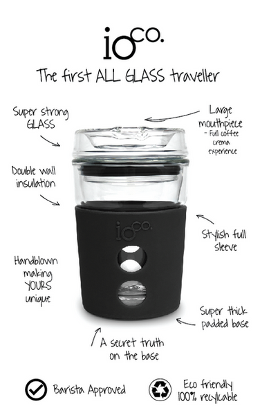 Glass Coffee / Tea Travel Cup - Denim