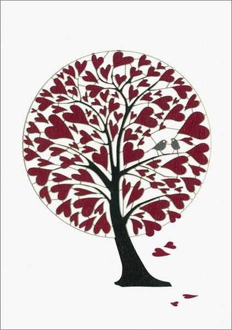 Red Heart Tree Laser Cut Card