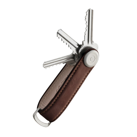 OrbitKey - Espresso with Brown stitching