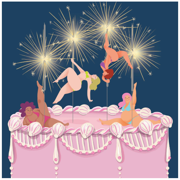 Greeting Card - Pole Dancers