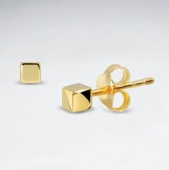 Gold Cube Stud Earrings