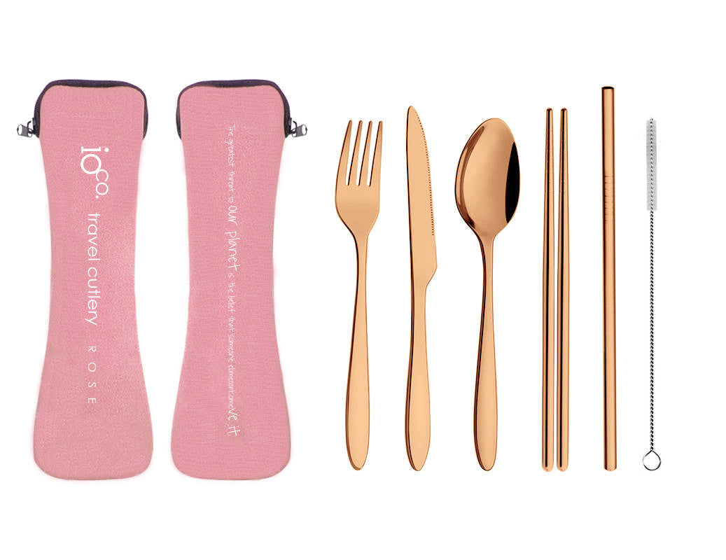 Reusable Cutlery Set - Rose Gold Stainless Steel